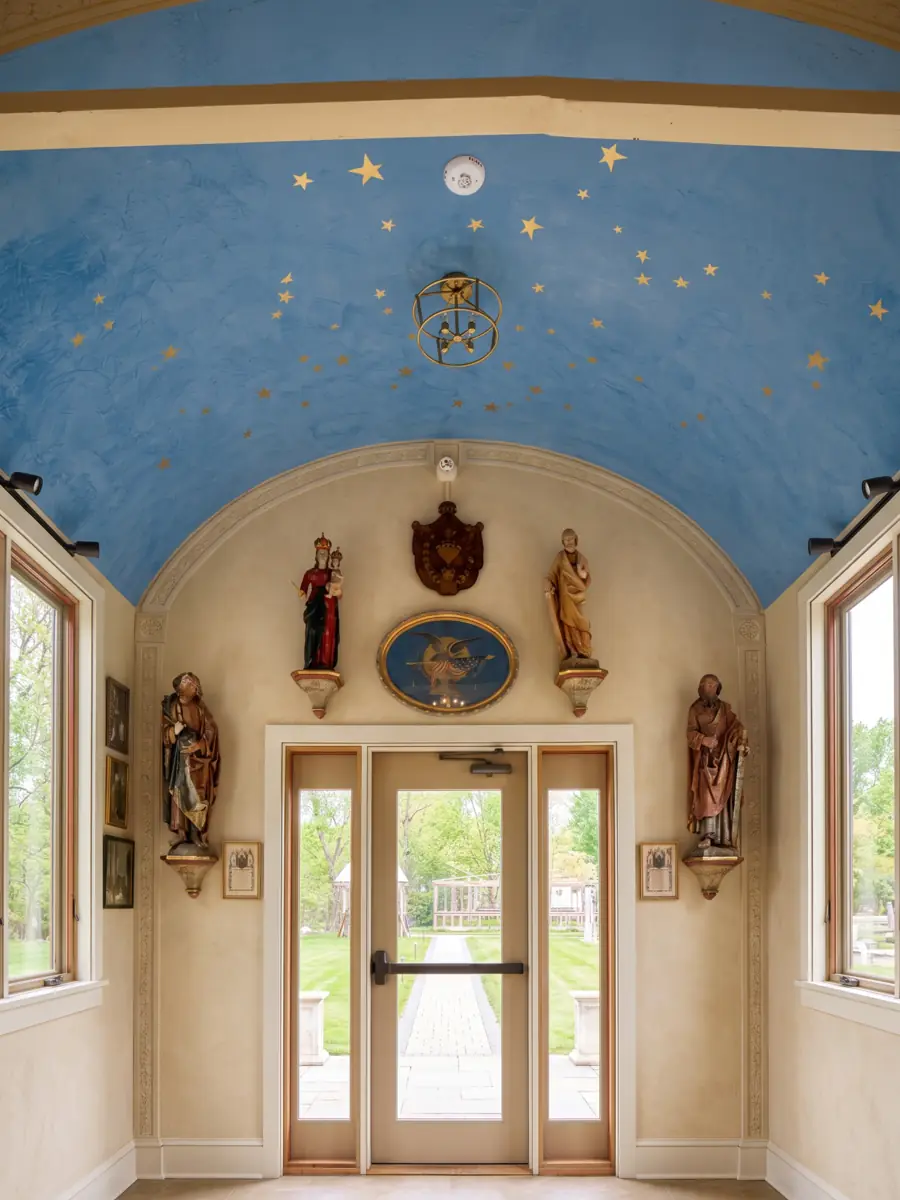 Venetian plaster vaulted chapel ceiling in Peabody, Massachusetts