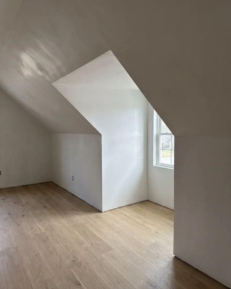 Dormer and sloped ceiling finished in veneer plaster